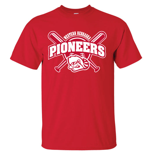 Adult red crossed bat logo t-shirt