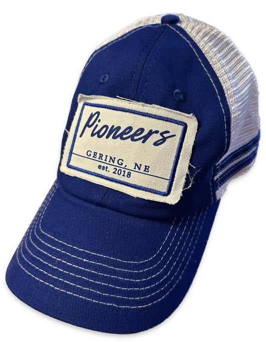Blue Two-Stripe Trucker Adjustable Hat